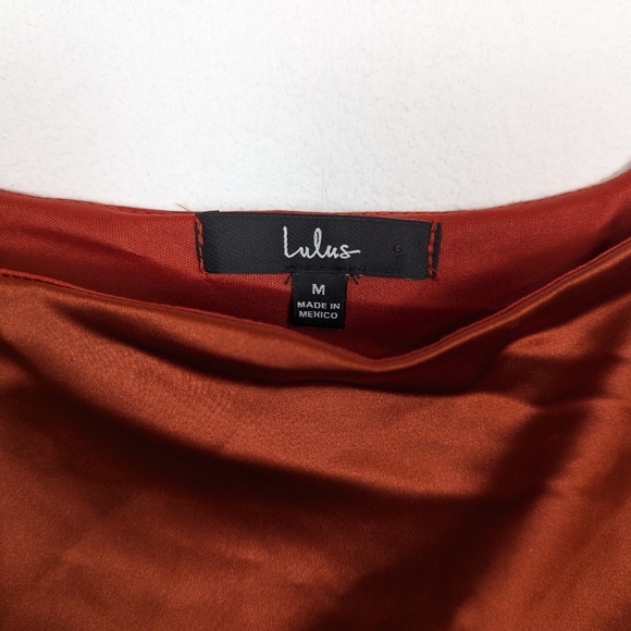 Lulu’s Rust Red Orange Exceptional Allure Satin Cropped Tank Top Size M - Picture 6 of 7